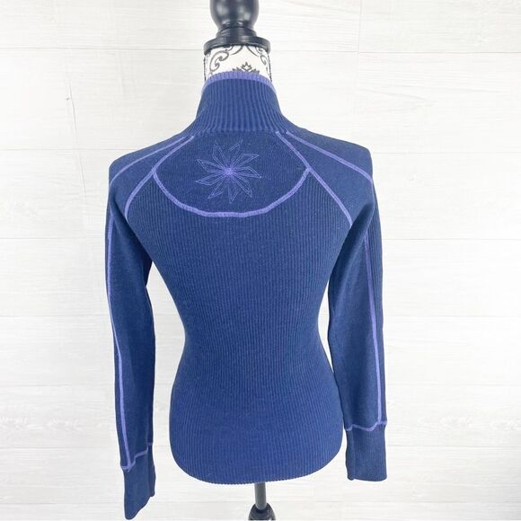 Athleta Giant Slalom Full Zipper Embroidered Back Wool Blend Sweater Jacket - Picture 8 of 10